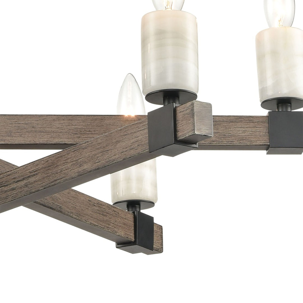 Atlas Stone Manor 27" Wide Six-Light Chandelier - Elegant Matte Black Design for Modern & Classic Spaces CL11351-BK