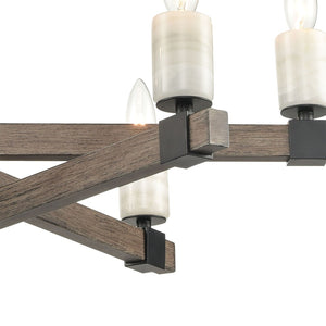 Atlas Stone Manor 27" Wide Six-Light Chandelier - Elegant Matte Black Design for Modern & Classic Spaces CL11351-BK