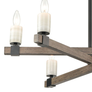 Atlas Stone Manor 27" Wide Six-Light Chandelier - Elegant Matte Black Design for Modern & Classic Spaces CL11351-BK