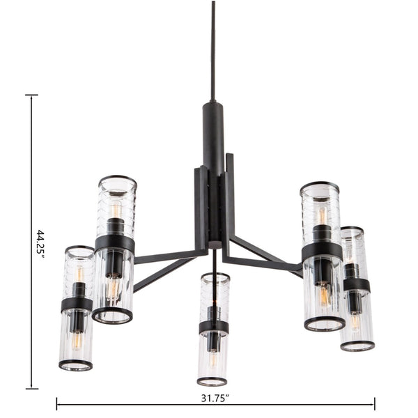 Atlas Stripe 10-Light Chandelier - Bold Contemporary Design with Dual Glass Shades for Modern Spaces Matte Black CL11352-BK