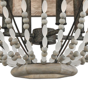 Atlas Summerton 4-Light Chandelier - Coastal Charm with Graywashed Wood Frame and Elegant Bead Detailing Washed Gray 18'' CL11354-GY