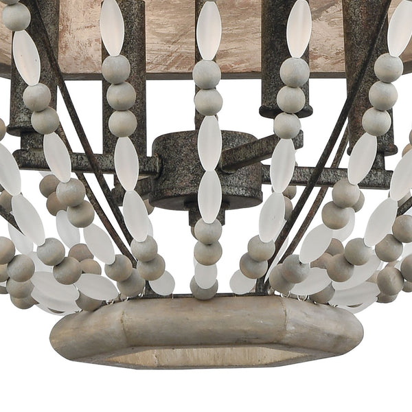 Atlas Summerton 4-Light Chandelier - Coastal Charm with Graywashed Wood Frame and Elegant Bead Detailing Washed Gray 18'' CL11354-GY