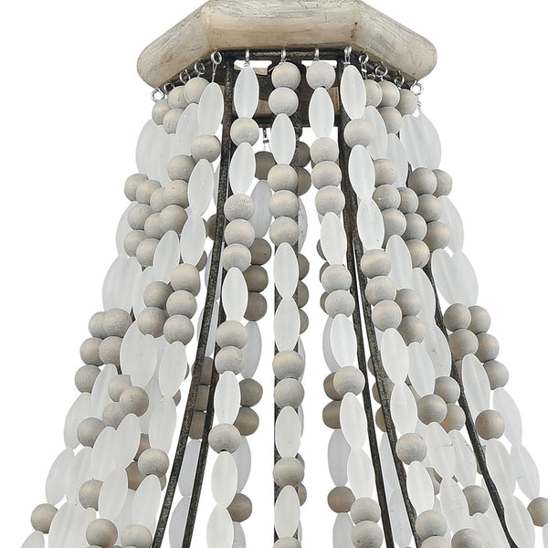 Atlas Summerton 4-Light Chandelier - Coastal Charm with Graywashed Wood Frame and Elegant Bead Detailing Washed Gray 18'' CL11354-GY