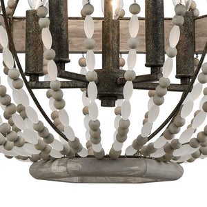 Atlas Summerton 4-Light Chandelier - Coastal Charm with Graywashed Wood Frame and Elegant Bead Detailing Washed Gray 24'' CL11355-GY