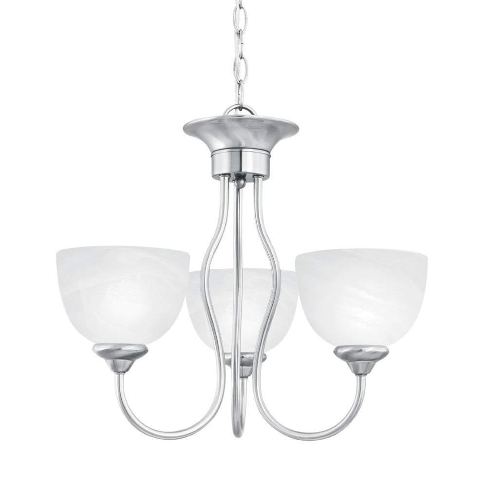 Atlas Tahoe 3-Light Chandelier - Elegant Traditional Design with Bell Glass Shades for Inviting Ambiance Brushed Nickel 19'' CL11357-NK