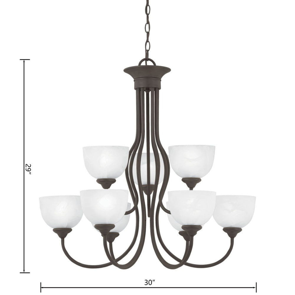Atlas Tahoe 30" Wide 9-Light Chandelier - Elegant Traditional Design with Bell Shades for Timeless Charm Painted Bronze CL11359-BZ