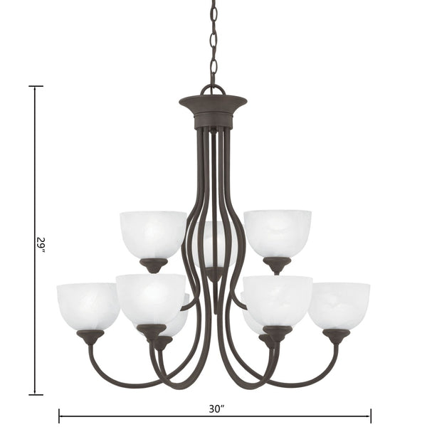 Atlas Tahoe 30" Wide 9-Light Chandelier - Elegant Traditional Design with Bell Shades for Timeless Charm Painted Bronze CL11359-BZ