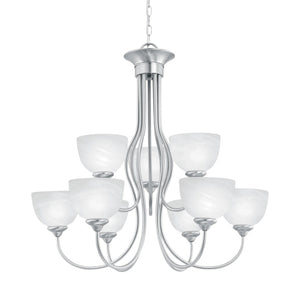 Atlas Tahoe 30" Wide 9-Light Chandelier - Elegant Traditional Design with Bell Shades for Timeless Charm Brushed Nickel CL11359-SV