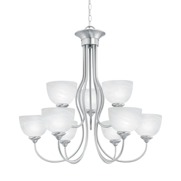 Atlas Tahoe 30" Wide 9-Light Chandelier - Elegant Traditional Design with Bell Shades for Timeless Charm Brushed Nickel CL11359-SV