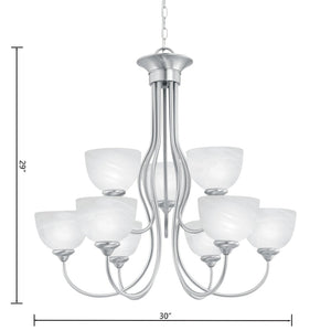 Atlas Tahoe 30" Wide 9-Light Chandelier - Elegant Traditional Design with Bell Shades for Timeless Charm Brushed Nickel CL11359-SV