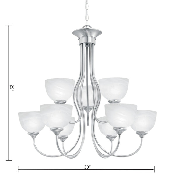 Atlas Tahoe 30" Wide 9-Light Chandelier - Elegant Traditional Design with Bell Shades for Timeless Charm Brushed Nickel CL11359-SV