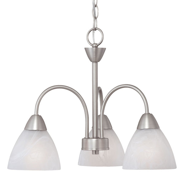 Atlas Tia Transitional Three-Light Chandelier with Frosted Glass Shades for Elegant Indoor Ambiance Matte Nickel 17.75'' CL11360-NK
