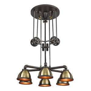 Atlas Torque 36" Wide 6-Light Chandelier - Industrial Vintage Charm with Adjustable Height for Any Space CL11363-BZ