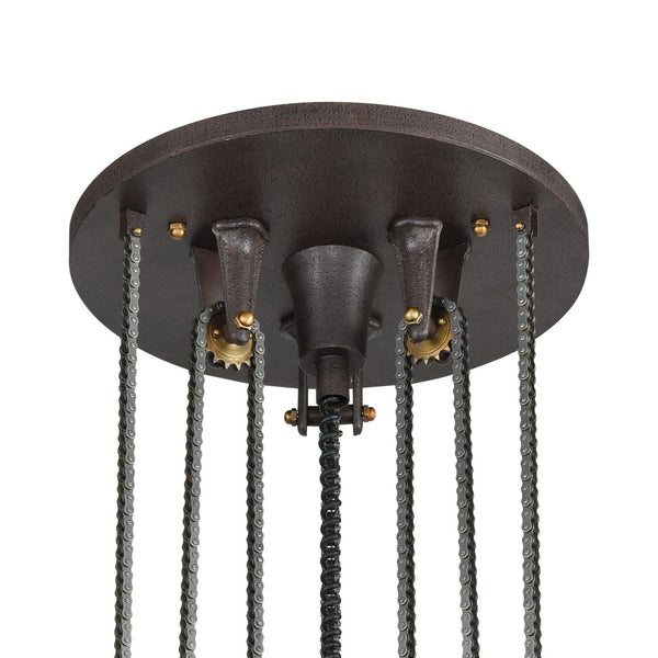 Atlas Torque 36" Wide 6-Light Chandelier - Industrial Vintage Charm with Adjustable Height for Any Space CL11363-BZ