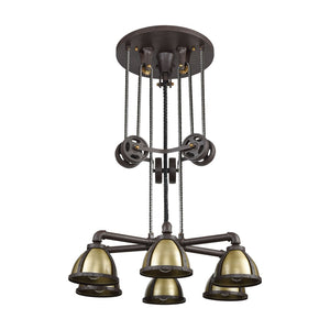 Atlas Torque 36" Wide 6-Light Chandelier - Industrial Vintage Charm with Adjustable Height for Any Space CL11363-BZ