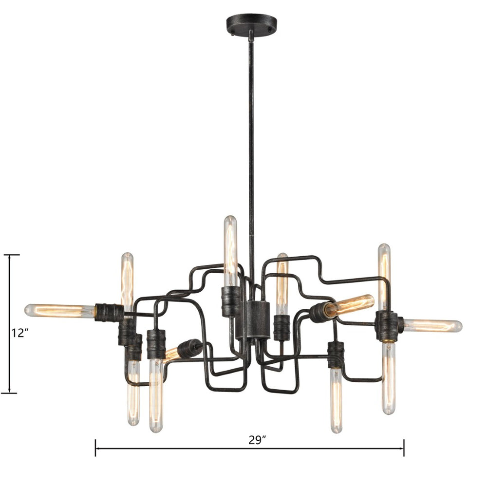 Atlas Transit 29'' Wide 12-Light Chandelier - Sculptural Silvered Graphite for Modern Elegance & Style CL11365-BK