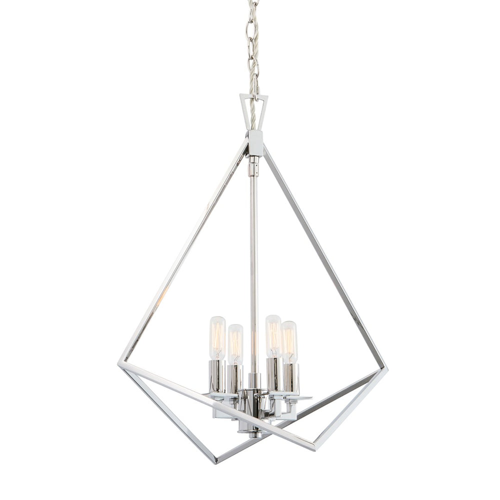 Atlas Trapezoid Cage 4-Light Chandelier in Polished Nickel - Modern Metal Design for Elegant Spaces CL11366-NK