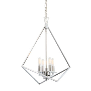 Atlas Trapezoid Cage 4-Light Chandelier in Polished Nickel - Modern Metal Design for Elegant Spaces CL11366-NK