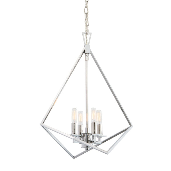 Atlas Trapezoid Cage 4-Light Chandelier in Polished Nickel - Modern Metal Design for Elegant Spaces CL11366-NK