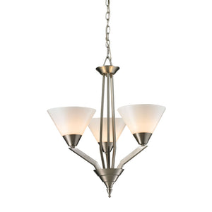 Atlas Tribecca 3-Light Chandelier - Modern Transitional Design with Cone Glass Shades for Stylish Interiors Brushed Nickel 21'' CL11371-NK