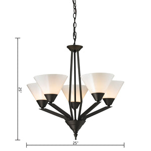 Atlas Tribecca 3-Light Chandelier - Modern Transitional Design with Cone Glass Shades for Stylish Interiors Oil Rubbed Bronze CL11372-BZ