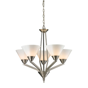 Atlas Tribecca 3-Light Chandelier - Modern Transitional Design with Cone Glass Shades for Stylish Interiors Brushed Nickel 25.00'' CL11372-NK