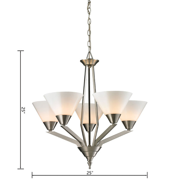 Atlas Tribecca 3-Light Chandelier - Modern Transitional Design with Cone Glass Shades for Stylish Interiors Brushed Nickel 25.00'' CL11372-NK