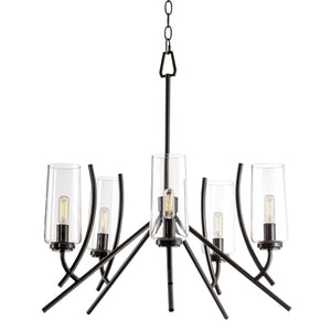 Atlas Tulip 5-Light Chandelier - Mid-Century Modern Design with Elegant Bell Shades & Acid Dipped Finish CL11374-BK