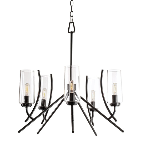 Atlas Tulip 5-Light Chandelier - Mid-Century Modern Design with Elegant Bell Shades & Acid Dipped Finish CL11374-BK