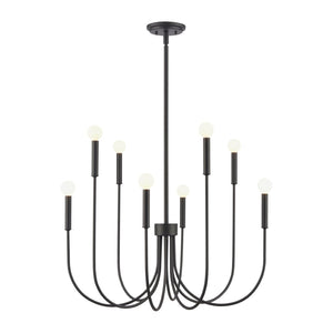 Atlas Ulla 28'' Wide 8-Light Chandelier – Modern Elegance for Dining Rooms and Living Spaces, Timeless Design Matte Black CL11376-BK