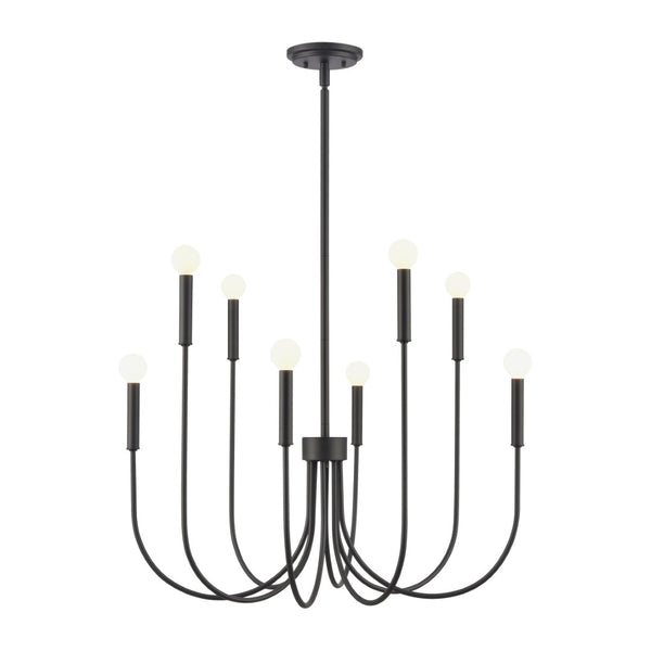 Atlas Ulla 28'' Wide 8-Light Chandelier – Modern Elegance for Dining Rooms and Living Spaces, Timeless Design Matte Black CL11376-BK