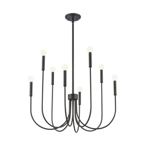 Atlas Ulla 28'' Wide 8-Light Chandelier – Modern Elegance for Dining Rooms and Living Spaces, Timeless Design Matte Black CL11376-BK