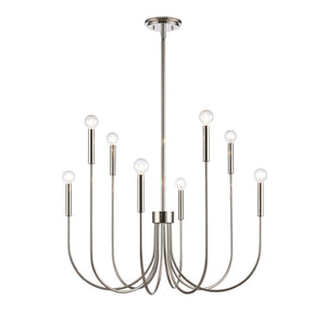 Atlas Ulla 28'' Wide 8-Light Chandelier – Modern Elegance for Dining Rooms and Living Spaces, Timeless Design Polished Nickel CL11376-SV