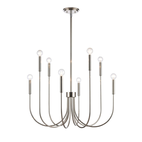 Atlas Ulla 28'' Wide 8-Light Chandelier – Modern Elegance for Dining Rooms and Living Spaces, Timeless Design Polished Nickel CL11376-SV