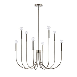 Atlas Ulla 28'' Wide 8-Light Chandelier – Modern Elegance for Dining Rooms and Living Spaces, Timeless Design Polished Nickel CL11376-SV