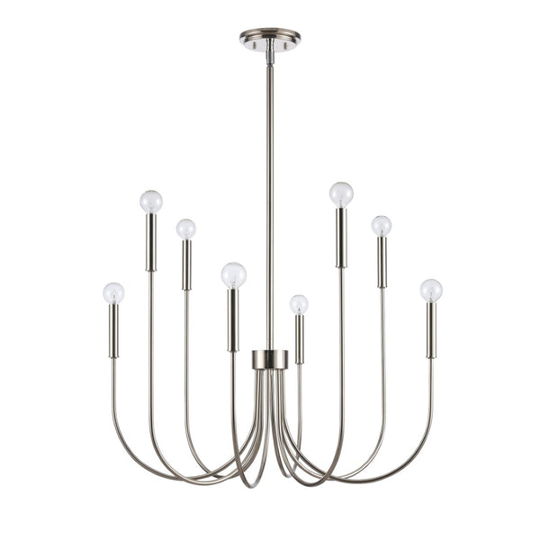 Atlas Ulla 28'' Wide 8-Light Chandelier – Modern Elegance for Dining Rooms and Living Spaces, Timeless Design Polished Nickel CL11376-SV