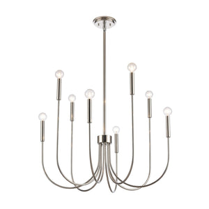 Atlas Ulla 28'' Wide 8-Light Chandelier – Modern Elegance for Dining Rooms and Living Spaces, Timeless Design Polished Nickel CL11376-SV