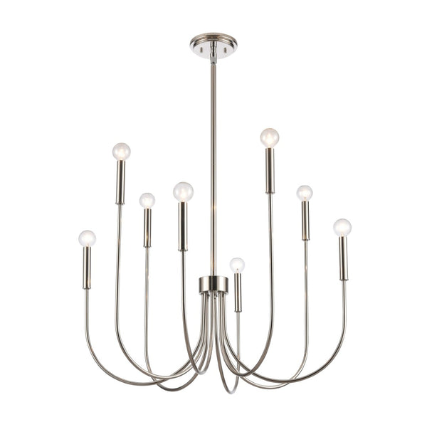 Atlas Ulla 28'' Wide 8-Light Chandelier – Modern Elegance for Dining Rooms and Living Spaces, Timeless Design Polished Nickel CL11376-SV