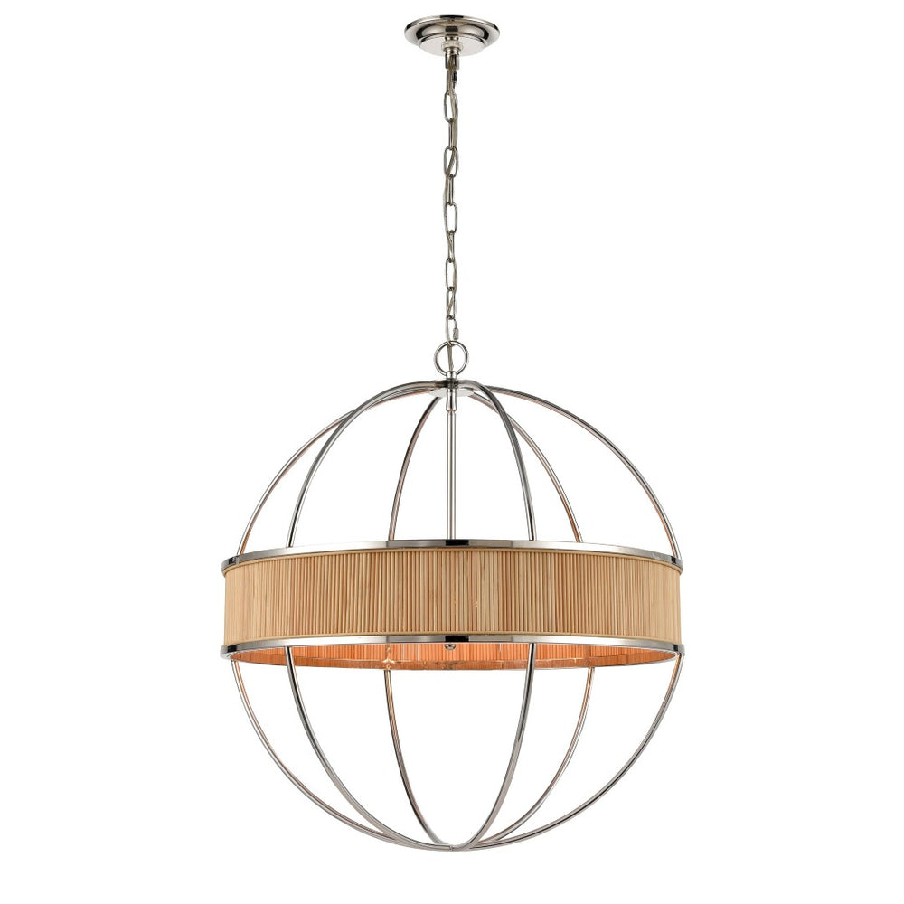 Atlas Ural 24" Wide 6-Light Chandelier - Modern Polished Silver with Bamboo Accent for Ambient Elegance CL11380-NK