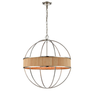 Atlas Ural 24" Wide 6-Light Chandelier - Modern Polished Silver with Bamboo Accent for Ambient Elegance CL11380-NK
