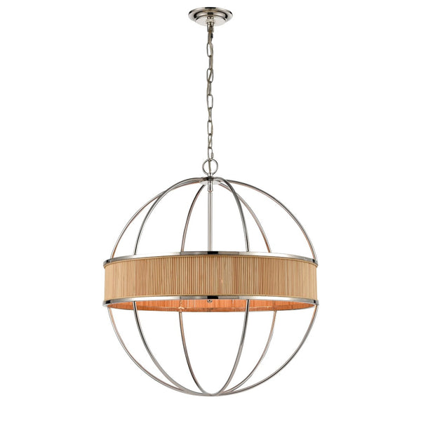 Atlas Ural 24" Wide 6-Light Chandelier - Modern Polished Silver with Bamboo Accent for Ambient Elegance CL11380-NK