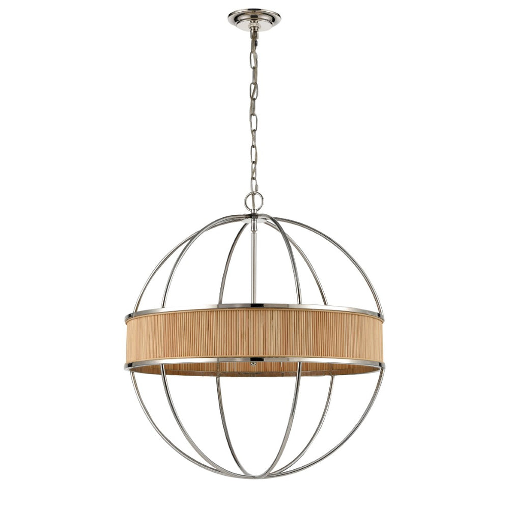 Atlas Ural 24" Wide 6-Light Chandelier - Modern Polished Silver with Bamboo Accent for Ambient Elegance CL11380-NK