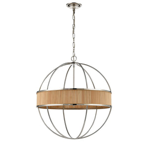 Atlas Ural 24" Wide 6-Light Chandelier - Modern Polished Silver with Bamboo Accent for Ambient Elegance CL11380-NK