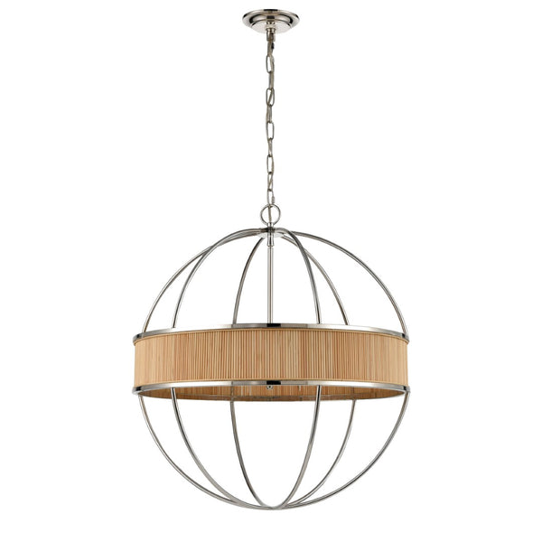 Atlas Ural 24" Wide 6-Light Chandelier - Modern Polished Silver with Bamboo Accent for Ambient Elegance CL11380-NK