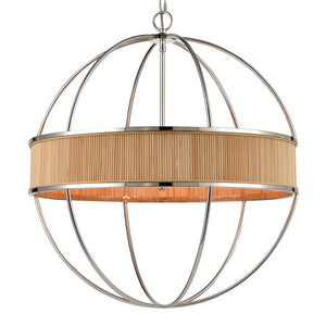 Atlas Ural 24" Wide 6-Light Chandelier - Modern Polished Silver with Bamboo Accent for Ambient Elegance CL11380-NK