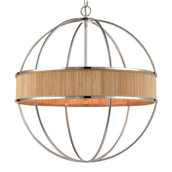 Atlas Ural 24" Wide 6-Light Chandelier - Modern Polished Silver with Bamboo Accent for Ambient Elegance CL11380-NK