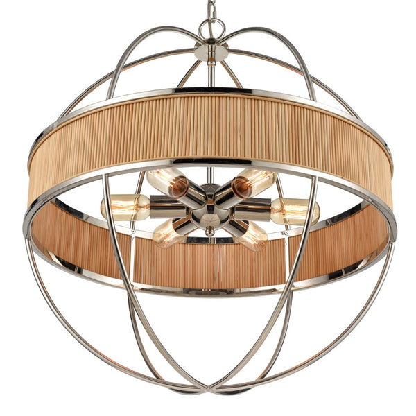 Atlas Ural 24" Wide 6-Light Chandelier - Modern Polished Silver with Bamboo Accent for Ambient Elegance CL11380-NK