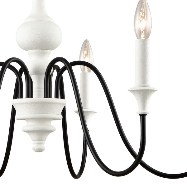 Atlas Val de Loire 6-Light Chandelier - Elegant French Country Design with Textured Coral Finish & Black Accents White 28'' CL11381-WH