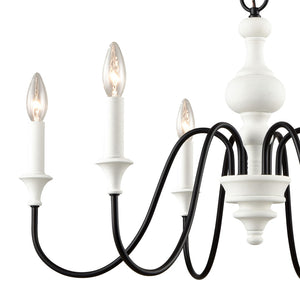 Atlas Val de Loire 6-Light Chandelier - Elegant French Country Design with Textured Coral Finish & Black Accents White 28'' CL11381-WH