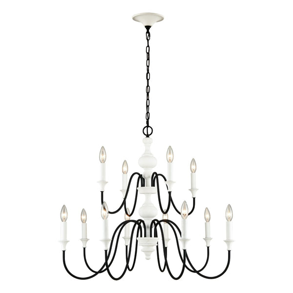 Atlas Val de Loire 36'' Wide 12-Light Chandelier - Elegant French Country Design for Modern Spaces CL11382-WH